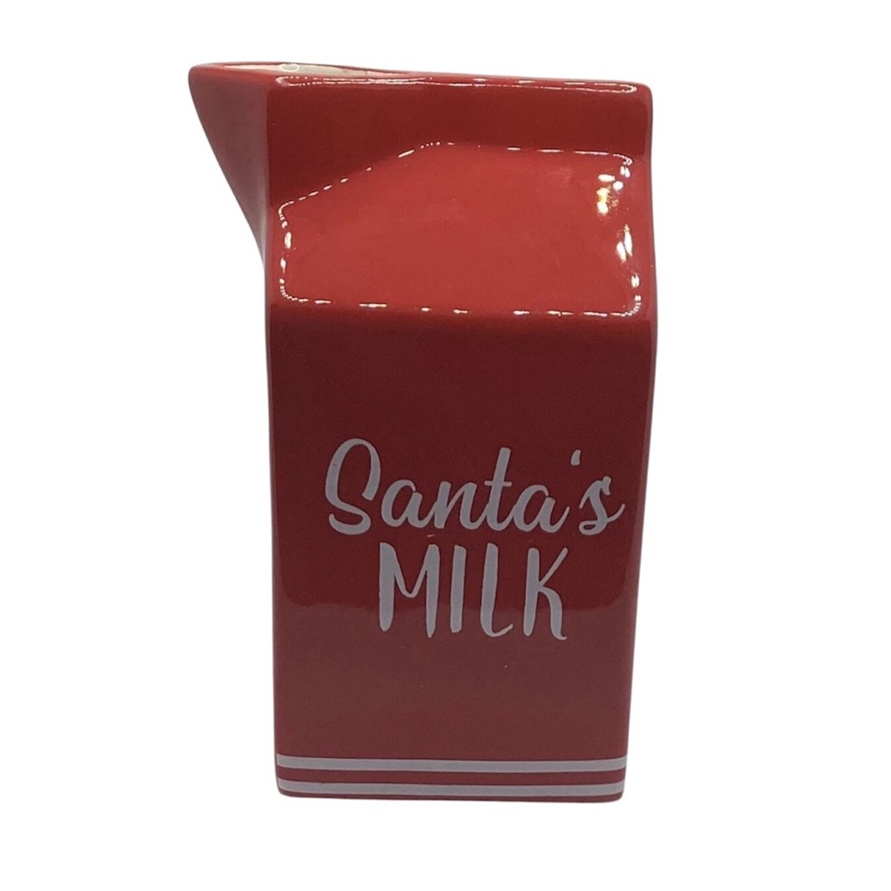 $10 Deals!Red Santa’s Milk Ceramic Christmas Mini Milk Carton Creamer Home Decor